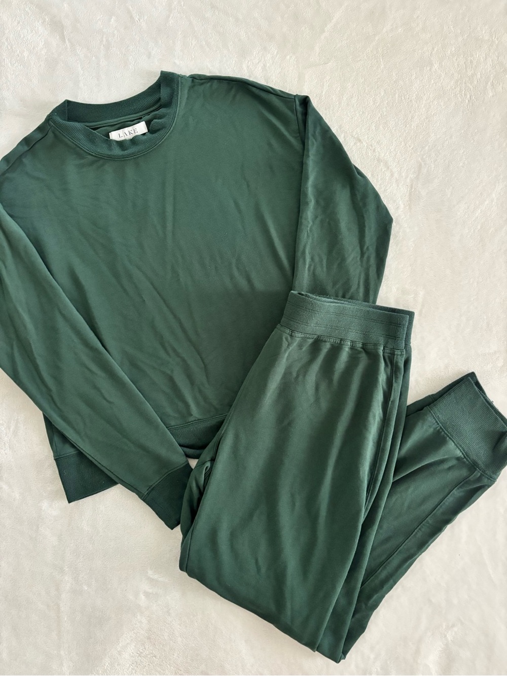 LAKE Lounge Pajama Dark Hunter Green Sweatshirt and Joggers Set Size Medium